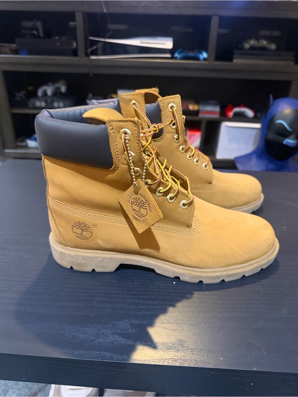 Timberland Wheat Nubuck 6-Inch Work Boots with Black Collar
